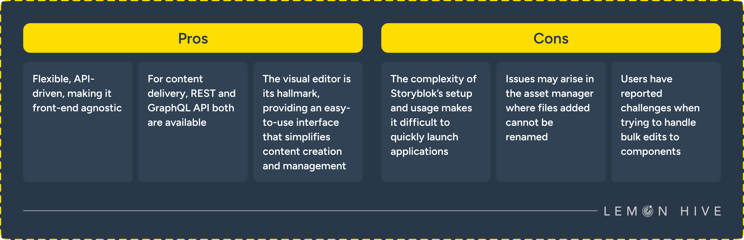 Pros and cons of Storyblok